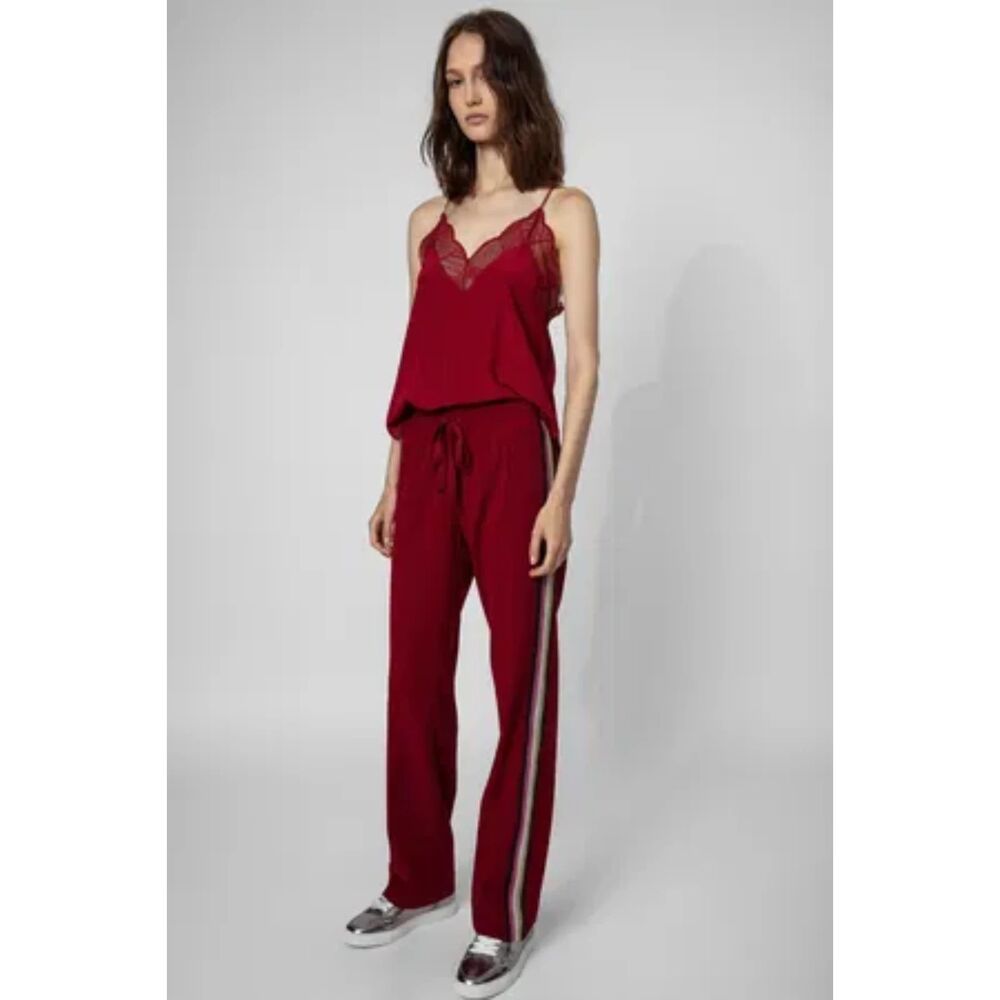 Zadig & Voltaire Red Track Pants with White Stripe